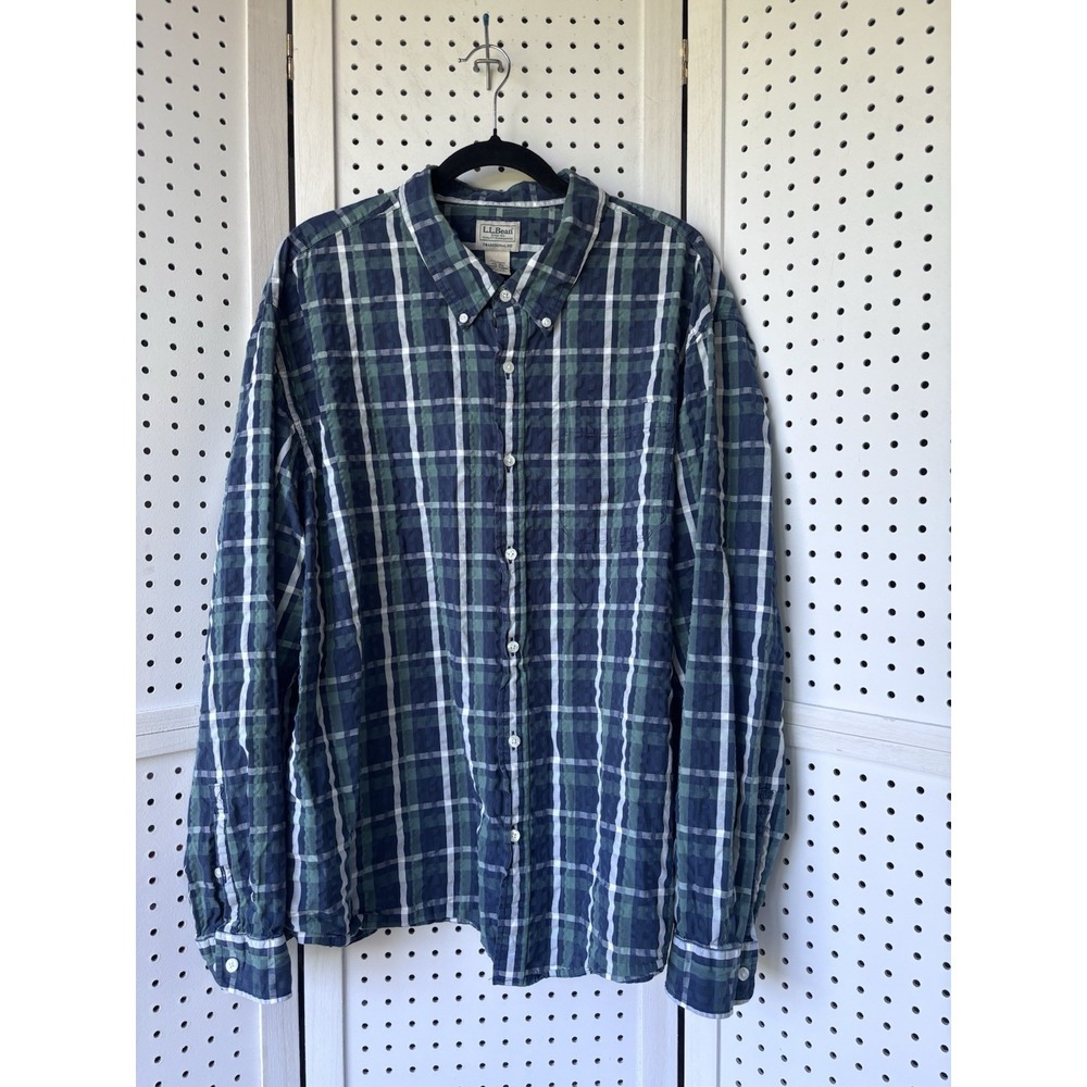 LL‎ Bean Button Down 100% Organic Cotton Plaid Casual Shirt Mens XXL-REG